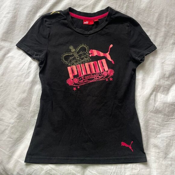Vintage Black and Pink Puma Football Baby Tee - Picture 4 of 8